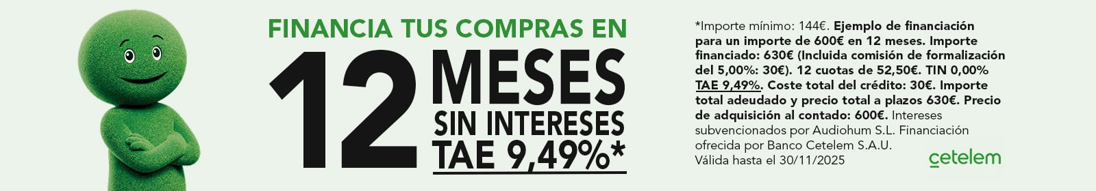 Financia tus compras en Audiohum con Cetelem
